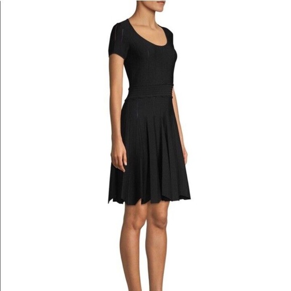 Anthropologie Shoshanna Black Pleated Cocktail Fit Flare Career Dress Medium Y22 - Picture 2 of 10
